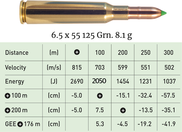Munitions 6,5 x 55 125 Grn. 8,1 g